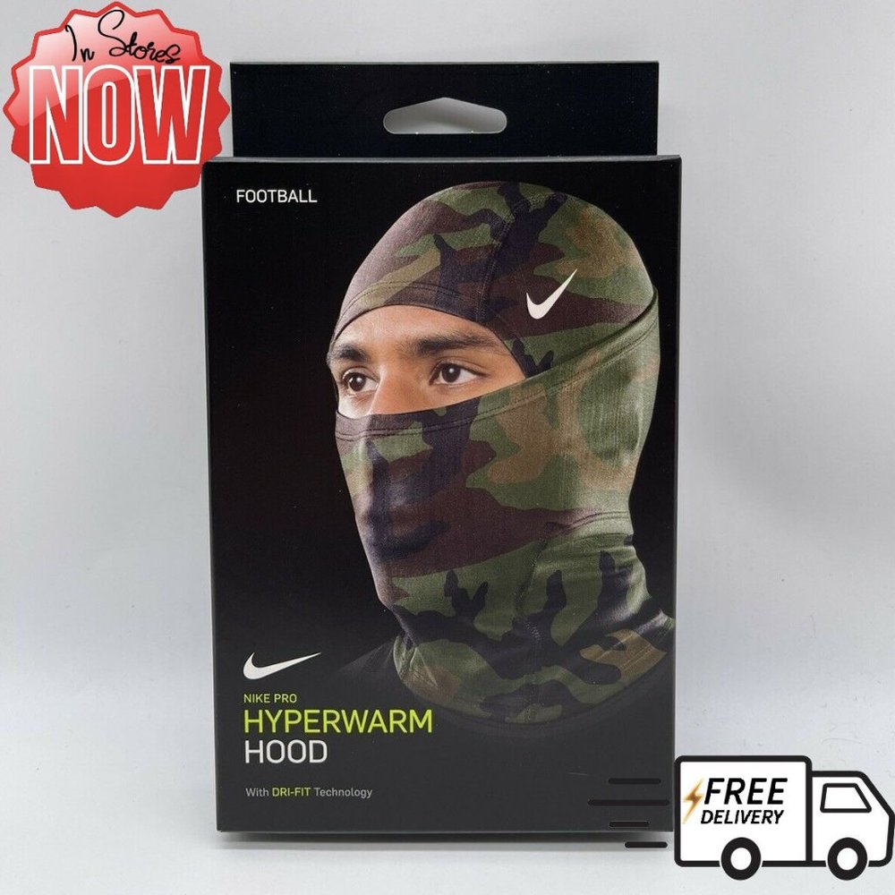 New Nike Pro Hyperwarm Hood Camo Balaclava DriFit Black White Green Brown
